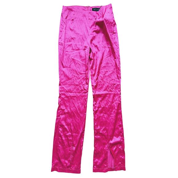 NWT White Fox Feather Trim Satin Pajama SET Hot Pink 2 Pc Small Barbie Feminine - Picture 7 of 10